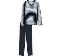 Schiesser Damen-Schlafanzug Casual Essentials Single-Jersey 100% Baumwolle lang Blau Gr. 50