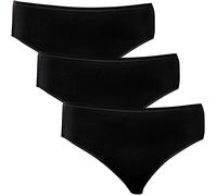 Schiesser Damen Slip Baumwolle Stretch Essentials Unterwäsche Slip (3er Pack), Schwarz (schwarz 000), 40