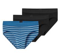 Schiesser Slip Rio Cotton Webgummibund (Schlüpfer) blau/schwarz uni/gestreift Herren - 3 Stück, Größe 4