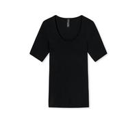 Schiesser Damen Spenzer Unterhemd Luxury halbarm Baumwolle Schwarz Größe 44