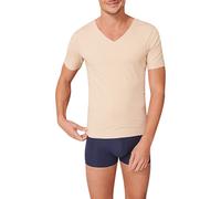 Schiesser Tshirt Seamless V-Ausschnitt Laser Cut Kurzarm (Interlock, nahtlos) Unterwäsche beige Herren, Größe 6