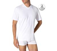 SCHIESSER Halbarm American T-Shirt V-Ausschnitt Doppelpack weiß XXXL