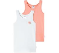 Unterhemden 2er-Pack Sonne apricot/ weiß - Fine Rib 116