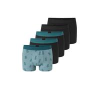 Schiesser Unterwäsche Boxershorts 95/5 Organic Cotton Webgummibund schwarz/grün gemustert Herren - 5 Stück, Größe 8