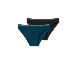 Schiesser Unterwäsche Rio-Slip Spitze Cotton Lace schwarz/petrol Damen - 2 Stück, Größe 44
