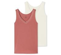 Schiesser Unterwäsche Tank-Top Trägertops Cotton Lace beige/sienarot Damen - 2er Pack, Größe 36