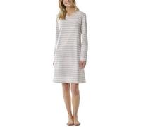 Schiesser Women Longsleeve Nightdress Weiß/Grau Baumwolle 46 Damen