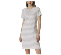 SCHIESSER Damen Nachthemd 95cm - Nachtwäsche, Kurzarm, Baumwolle, Muster Grau/Weiß L
