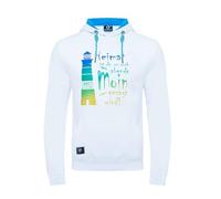 SCHIETWETTER Unisex Erw. Hoodie Leuchtturm, Kapuzenpullover für Männer, Sweater mit Print, Heimat, Moin, maritim White-Rainbow L