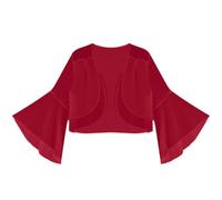 Schiffon Articce Damen schütteln die Schultern, schütteln die Schultern für Frauen Chiffon - Kurzarm-Top mit kurzen Ärmeln, weiblicher Bolero Cardigan für die Mutter, rot, S