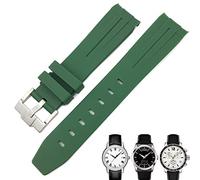 SCHIK 19 mm 20 mm gebogenes Ende Gummi Armband für Tissot 1853 Lelocle PRC200 Rolex Submariner Hamilton Omega Wasserdichtes Uhrenarmband, 19 mm, Achat