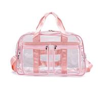 SCHIK PVC-Sporttasche, transparent, wasserdicht, Fitness, Yoga, Handtasche, groß, tragbar, Schultertasche, Umhängetasche, transparent, rose, Einheitsgröße