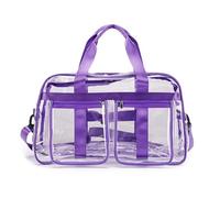 SCHIK PVC-Sporttasche, transparent, wasserdicht, Fitness, Yoga, Handtasche, groß, tragbar, Schultertasche, Umhängetasche, transparent, violett, Einheitsgröße