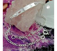 Schildarmband 2mm Figarokette mit Herz Armband mit Gravurplatte 25x5x1mm Silber 925 19cm
