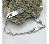 Schildarmband für Kinder 1,7mm Ankerkette mit Herz und 2 Zirkonias rhodiniert Si