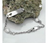 Schildarmband für Kinder 1,7mm Ankerkette mit Herz und 2 Zirkonias rhodiniert Silber 925 15cm