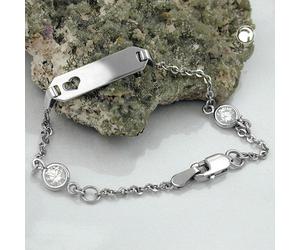 Schildarmband für Kinder 1,7mm Ankerkette mit Herz und 2 Zirkonias rhodiniert Silber 925 15cm