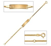 Schildband Engel 333 Gold Gelbgold 14 cm Gravur ID Armband Schutzengel Federring