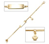 Schildband Engel 585 Gold Gelbgold 14 cm Gravur ID Armband Schutzengel Karabiner
