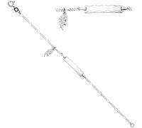 Schildband Flügel 925 Sterling Silber diamantiert 14 Zirkonia 16 cm