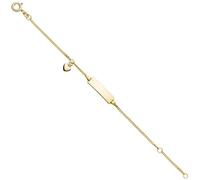 Schildband Herz 585 Gold Gelbgold 14 cm Gravur ID Armband Federring