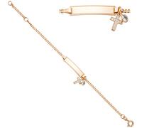 Schildband Kreuz 925 Sterling Silber rotgold vergoldet Zirkonia 16 cm