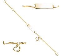Schildband mit Herz 333 Gold Gelbgold Gravur ID Armband 14 cm