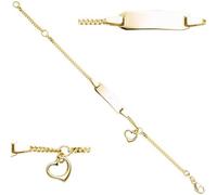 Schildband mit Herz 333 Gold Gelbgold Gravur ID Armband 14 cm
