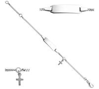 Schildband mit Kreuz 925 Sterling Silber 14 cm Gravur ID Armband
