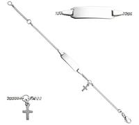 Schildband mit Kreuz 925 Sterling Silber 14 cm Gravur ID Armband