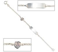 Schildband Schutzengel 925 Sterling Silber 14 cm Gravur ID Armband Federring