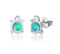 Schildkröte Ohrringe 925 Sterling Silber Opal Schildkröte Ohrstecker Kinder Hypoallergen Tier Ozean Strand Geschenke Valentinstag für Damen Frauen Mädchen