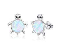 Schildkröten Ohrringe 925 Sterling Silber Meeresschildkröte Ohrstecker für Mädchen Weiße Opal Ohrstecker Niedliche Tier Schildkröte Schmuck für Frauen Mädchen Kinder, Sterling Silber