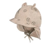 Schirmmütze MAXIMO, Baby, Gr. 47, beige, Web, Baumwolle, gemustert, Mützen, mit Nackenschutz und Öhrchen (49392431-47) beige