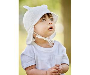 Schirmmütze MAXIMO, Baby, Gr. 47, weiß, Web, Baumwolle, Mützen, mit Nackenschutz und Öhrchen (88394703-47) weiß