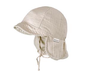 Schirmmütze MAXIMO, Jungen, Gr. 45, beige, Web, Baumwolle, unifarben, Mützen, Musselin, Nackenschutz, Bindeband, Unisex, UV-Schutz (61455655-45) beige