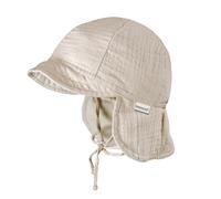 Schirmmütze MAXIMO, Jungen, Gr. 47, beige, Web, Baumwolle, unifarben, Mützen, Musselin, Nackenschutz, Bindeband, Unisex, UV-Schutz (61455655-47) beige