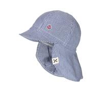 Schirmmütze MAXIMO, Jungen, Gr. 47, blau, Baumwolle, gestreift, Mützen, mit Nackenschutz und Band (17096407-47) blau