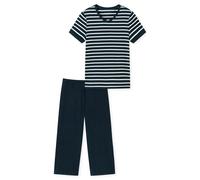 Schiesser Damen-Schlafanzug Single-Jersey kurzarm 3/4-Hose weiche Baumwolle blau Größe 40