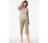 Schlafanzug SCHIESSER "Pyjama", Damen, Gr. L, bunt (grün, weiß), Obermaterial: 100% Baumwolle CO., Homewear-Sets Schlafanzug (33485846-L) grün, weiß