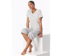 Schiesser Damen-Schlafanzug Single-Jersey kurzarm 3/4-Hose silbergrau-meliert Gr. 38