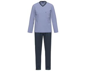 Schlafanzug AMMANN "Schlafanzug lang Men / Nightwear", Herren, Gr. 102, blau (schwarz saphir), Obermaterial: 100% Baumwolle CO., Homewear-Sets Schlafanzug (23274956-102) schwarz saphir
