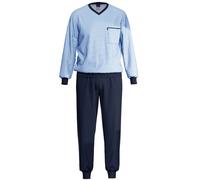 Schlafanzug AMMANN "Schlafanzug lang Men / Nightwear", Herren, Gr. 52, blau (hellblaumelange), Obermaterial: 100% Baumwolle CO., Homewear-Sets Schlafanzug (21097100-52) hellblaumelange