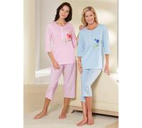Schlafanzug ASCAFA, Damen, Gr. 40/42, bunt (rosé, bleu), 100% Baumwolle, Homewear-Sets Schlafanzug (34509541-40) rosé, bleu