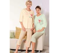 Schlafanzug ASCAFA, Damen, Gr. 52/54, bunt (apricot, lind), 100% Baumwolle, Homewear-Sets Schlafanzug (43912569-52) apricot, lind