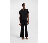 Schlafanzug BOSS "CI Short Set", Damen, Gr. XS, schwarz (schwarz 001), Jersey, Obermaterial: 95% Baumwolle, 5% Elasthan, Rundhals, Homewear-Sets Schlafanzug, zweifarbig, Rundhals (98760014-XS)