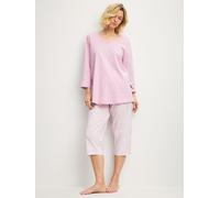 Schlafanzug CALIDA "Blooming Nights", Damen, Gr. M (44/46), rosa (fragrant lila), Single Jersey, Obermaterial: 100% Baumwolle, bequem 3/4-Länge, V-Ausschnitt, Homewear-Sets Schlafanzug, V-Ausschnitt,