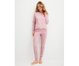 Schlafanzug CALIDA "Cotton Stripes", Damen, Gr. L (48/50), lila (lilas), Single Jersey, Obermaterial: 100% Baumwolle, bequem lang, Rundhals, angesetztes Bündchen, Homewear-Sets Schlafanzug, Langarm, R