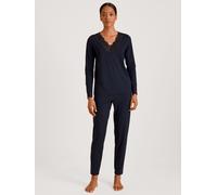 Schlafanzug CALIDA "Elegant Dreams" Gr. L (48/50), blau (schwarz lapis blau) Damen Homewear-Sets (10692350-L) schwarz lapis blau