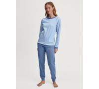 Schlafanzug CALIDA "Midnight Love", Damen, Gr. XS (36/38), scandinavian, Interlock, Obermaterial: 100% Baumwolle, bequem lang, Rundhals, Homewear-Sets Schlafanzug, Langarm, Heavy-Interlock, Rundhals-A